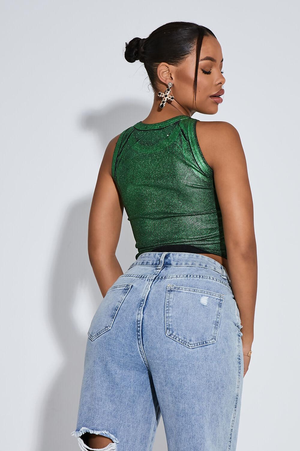 Saint Genies Chai Green Cropped Racer Vest