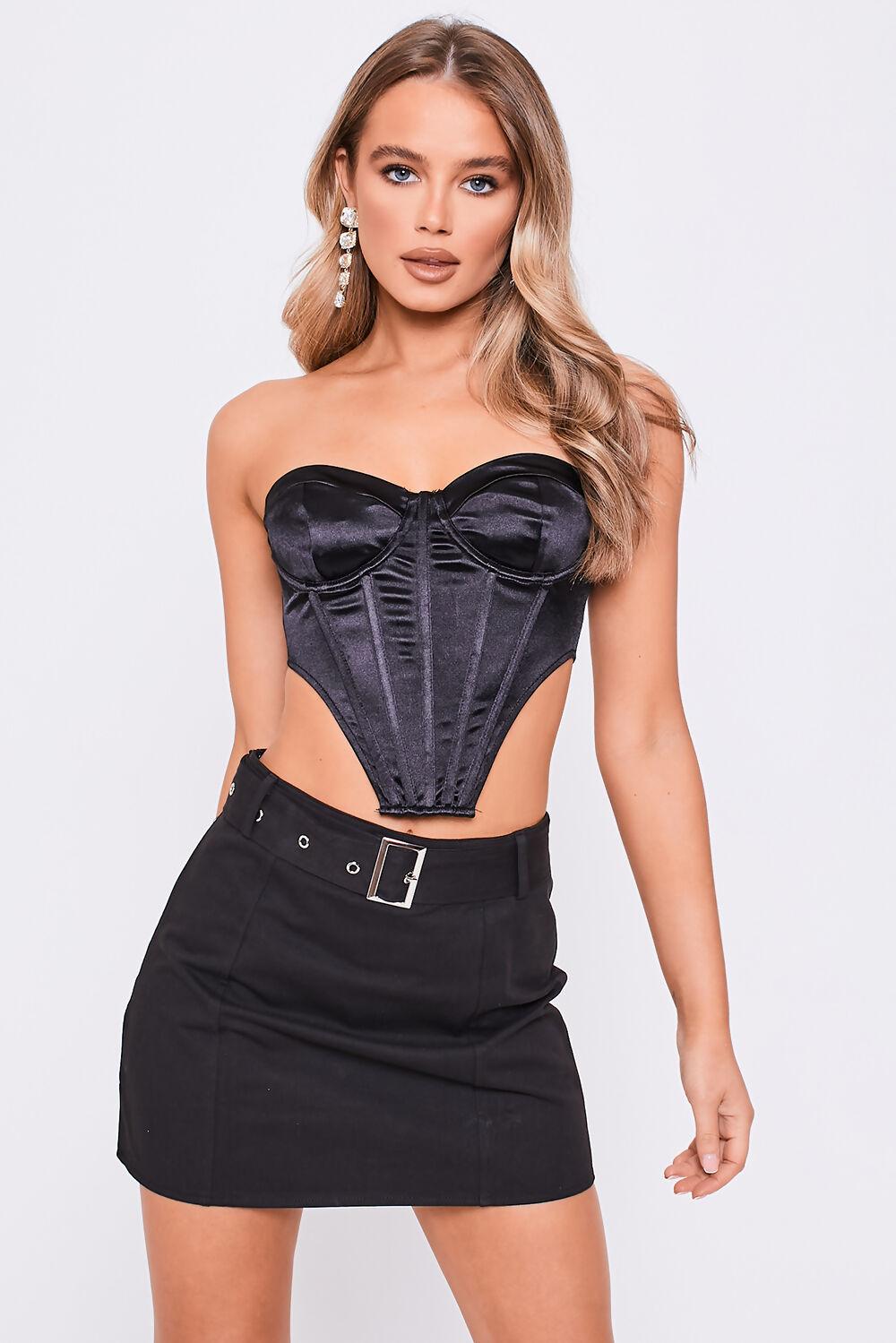 saint genies Dorothy Black Micro Cargo Skirt