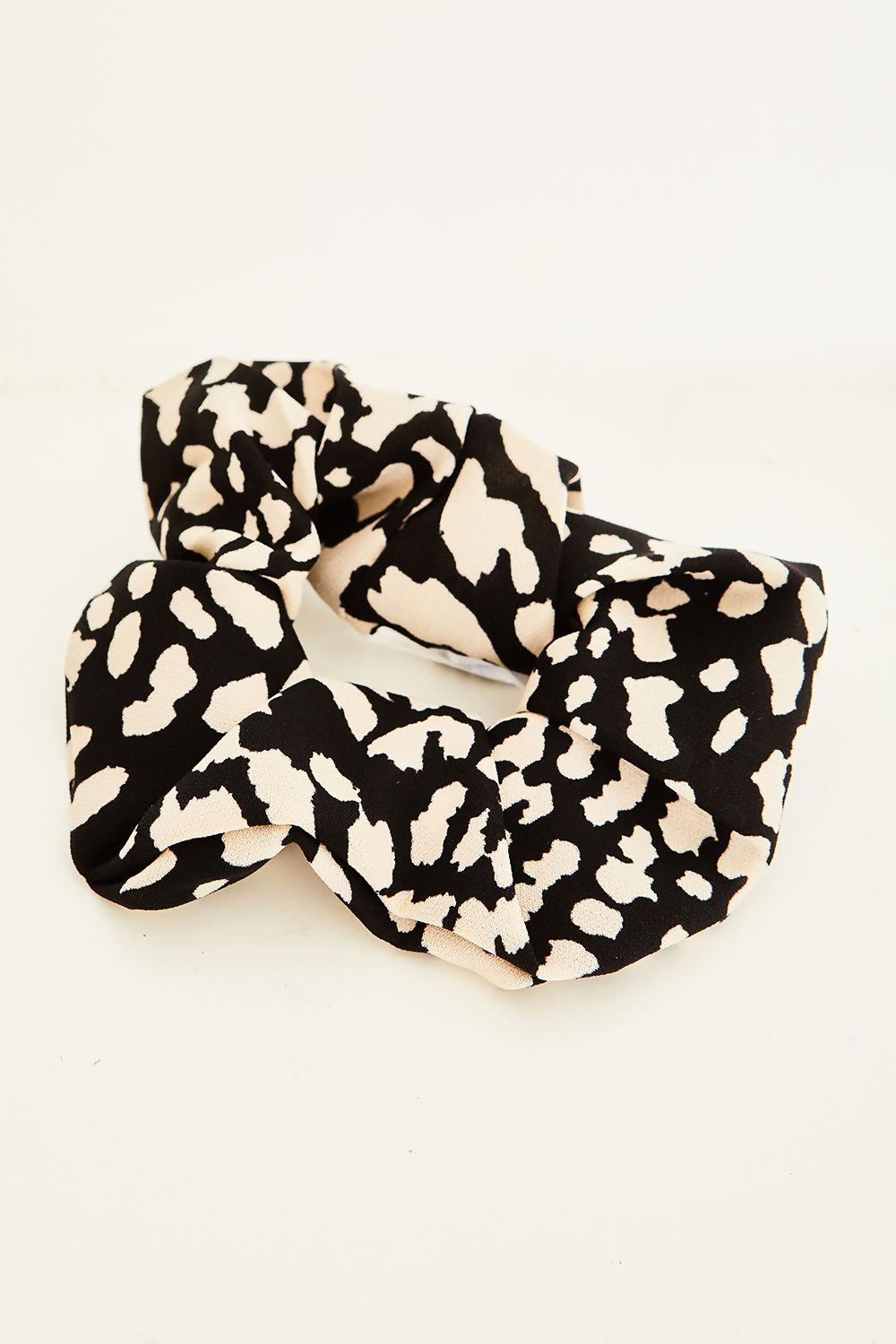 saint genies Emily Black Leopard Print Scrunchie