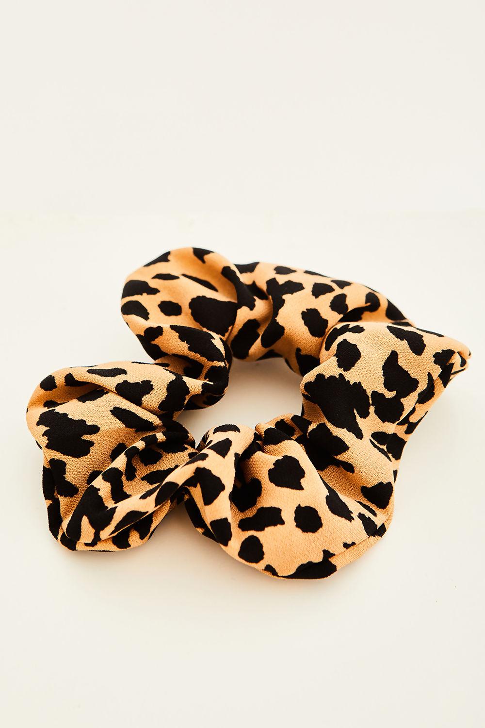 saint genies Emily Brown Leopard Print Scrunchie