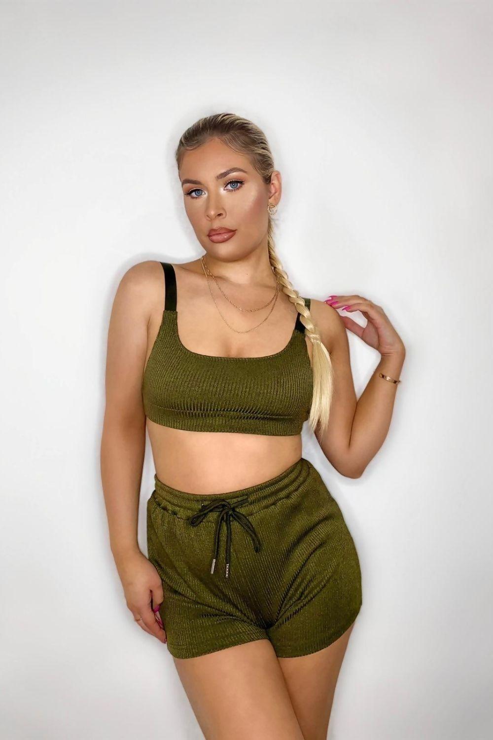 Saint Genies Gianna Khaki Rib Lounge Bralette