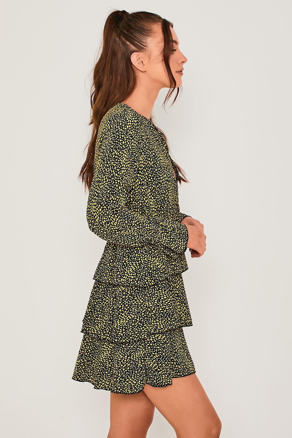 Saint Genies Lola Tiered Leopard Print Tea Dress