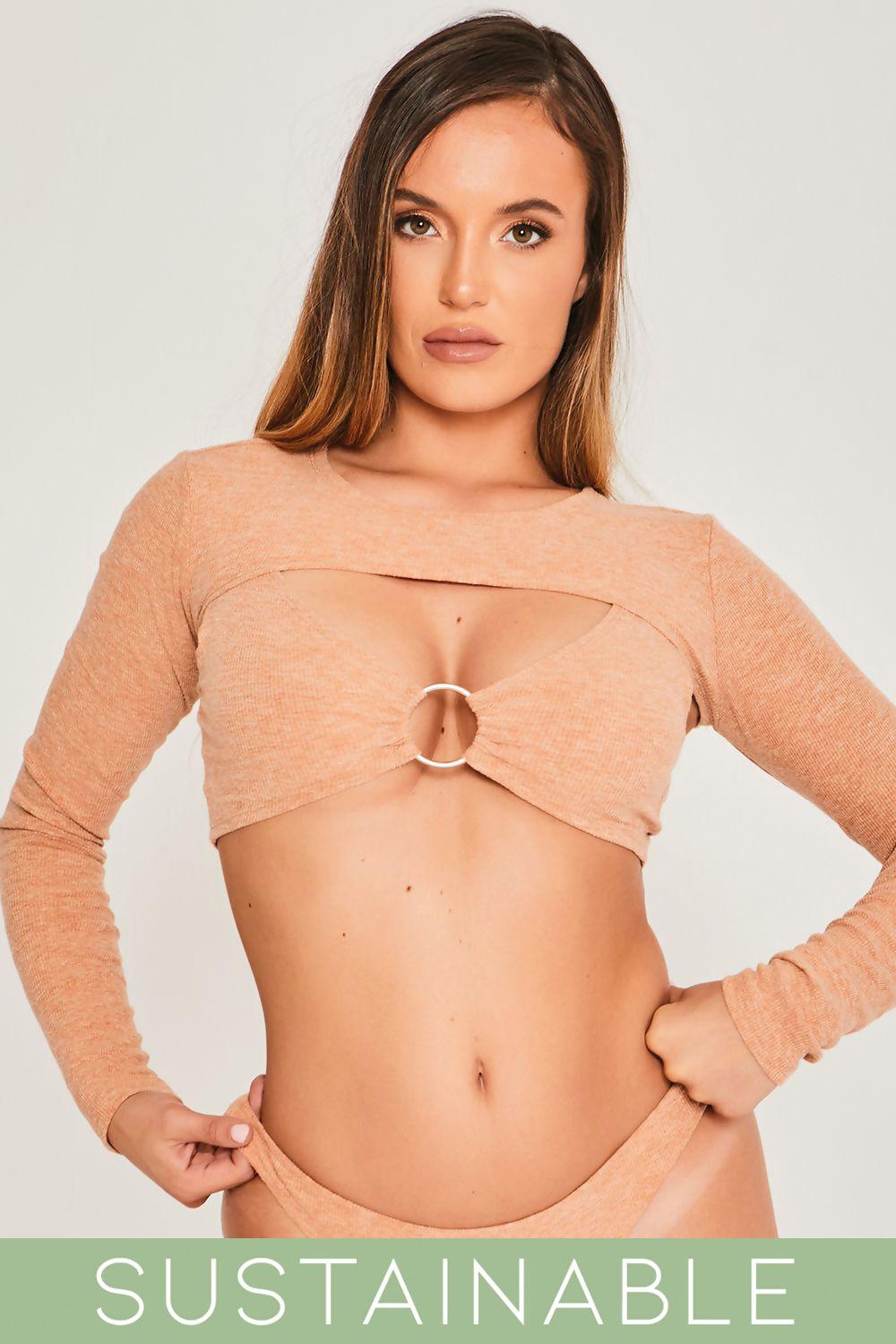 saint genies Lucy Mocha Recycled Rib Thong saint genies Lucy Mocha Recycled Rib Thong