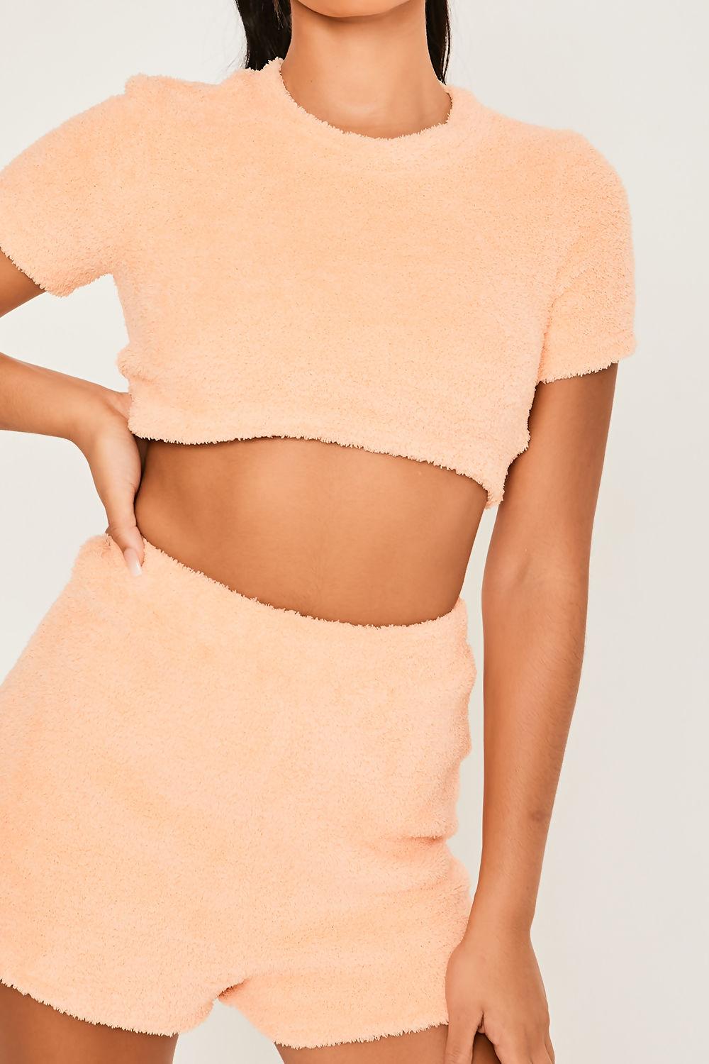 Saint Genies Maeve Coral Fluffy High Waist Shorts