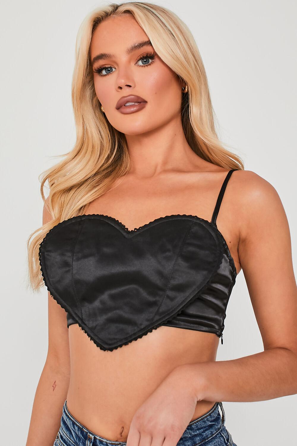 Saint Genies Mimi Black Heart Shaped Crop Top