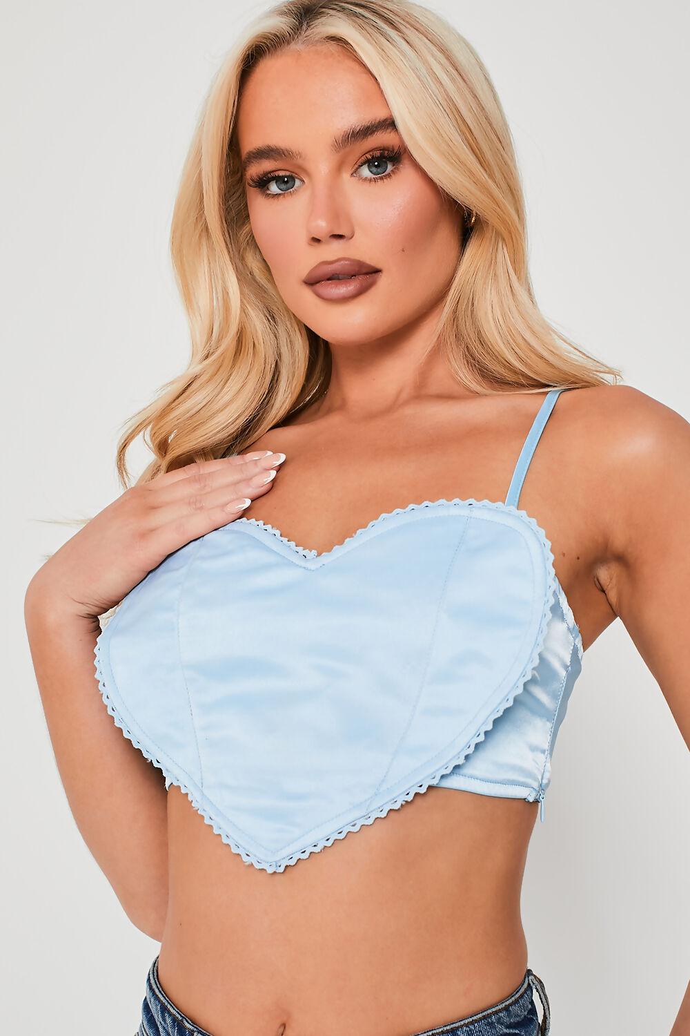 Saint Genies Mimi Blue Heart Shaped Crop Top