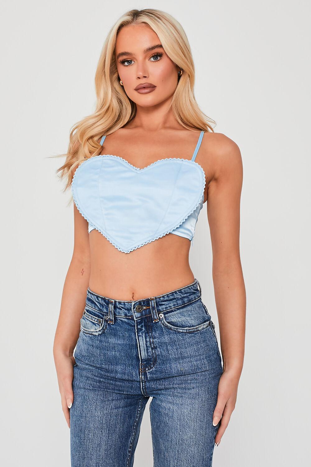 Saint Genies Mimi Blue Heart Shaped Crop Top