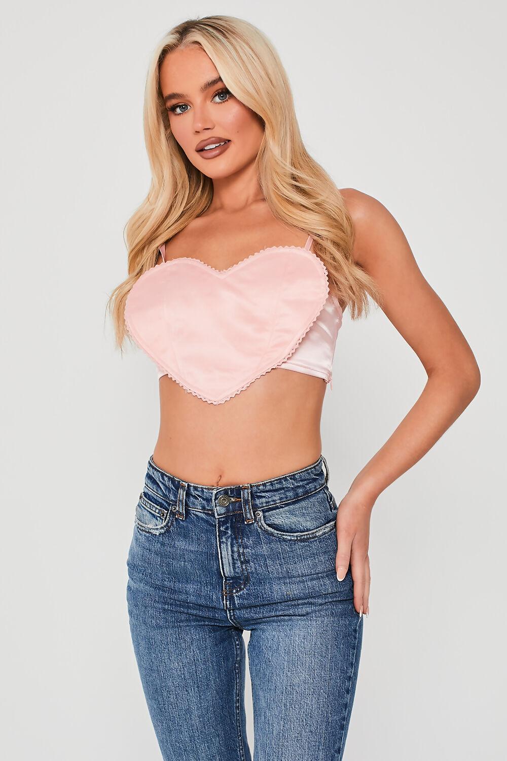 saint genies Mimi Pink Heart Shaped Crop Top