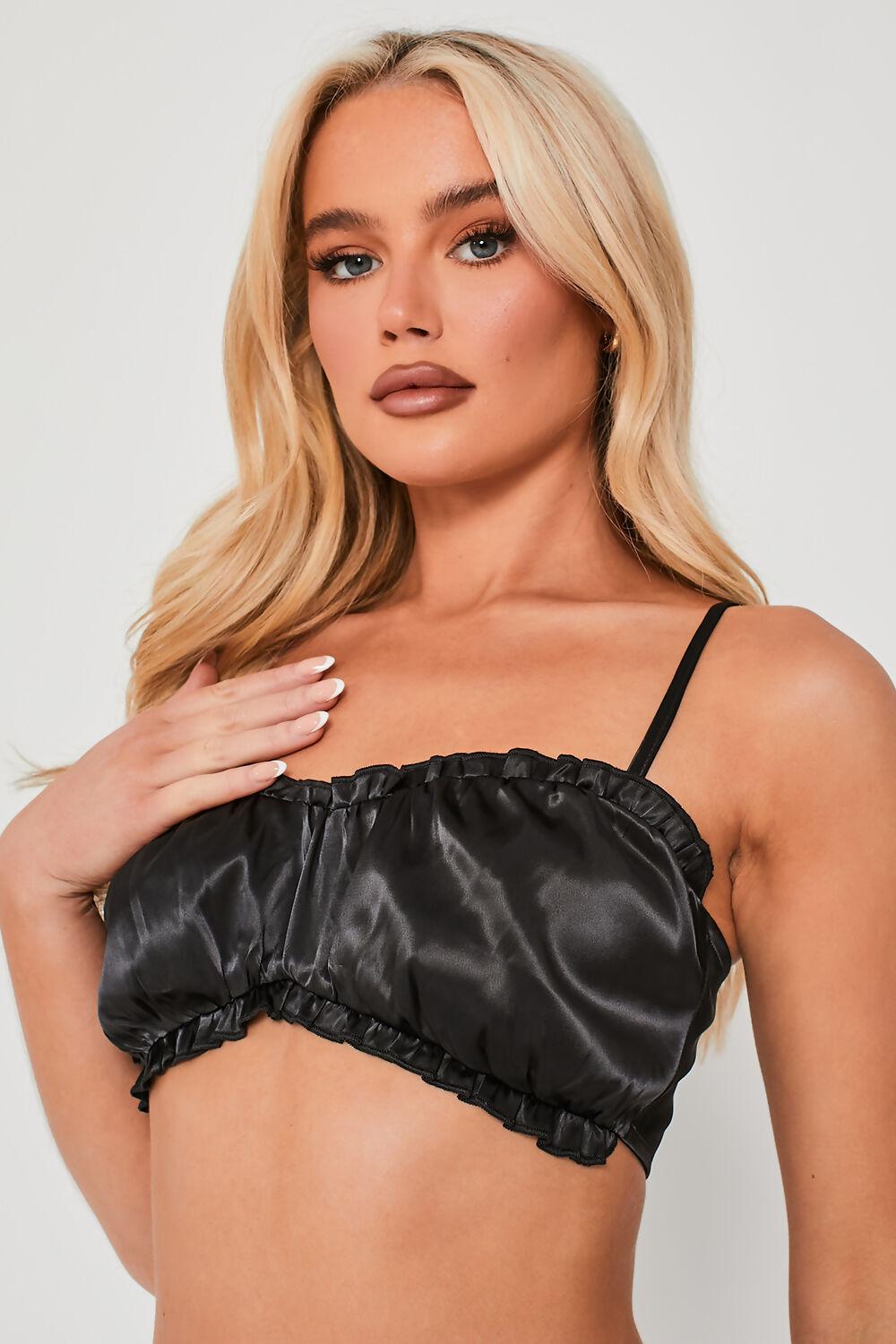 Saint Genies Ophelia Black Frill Trim Crop Top