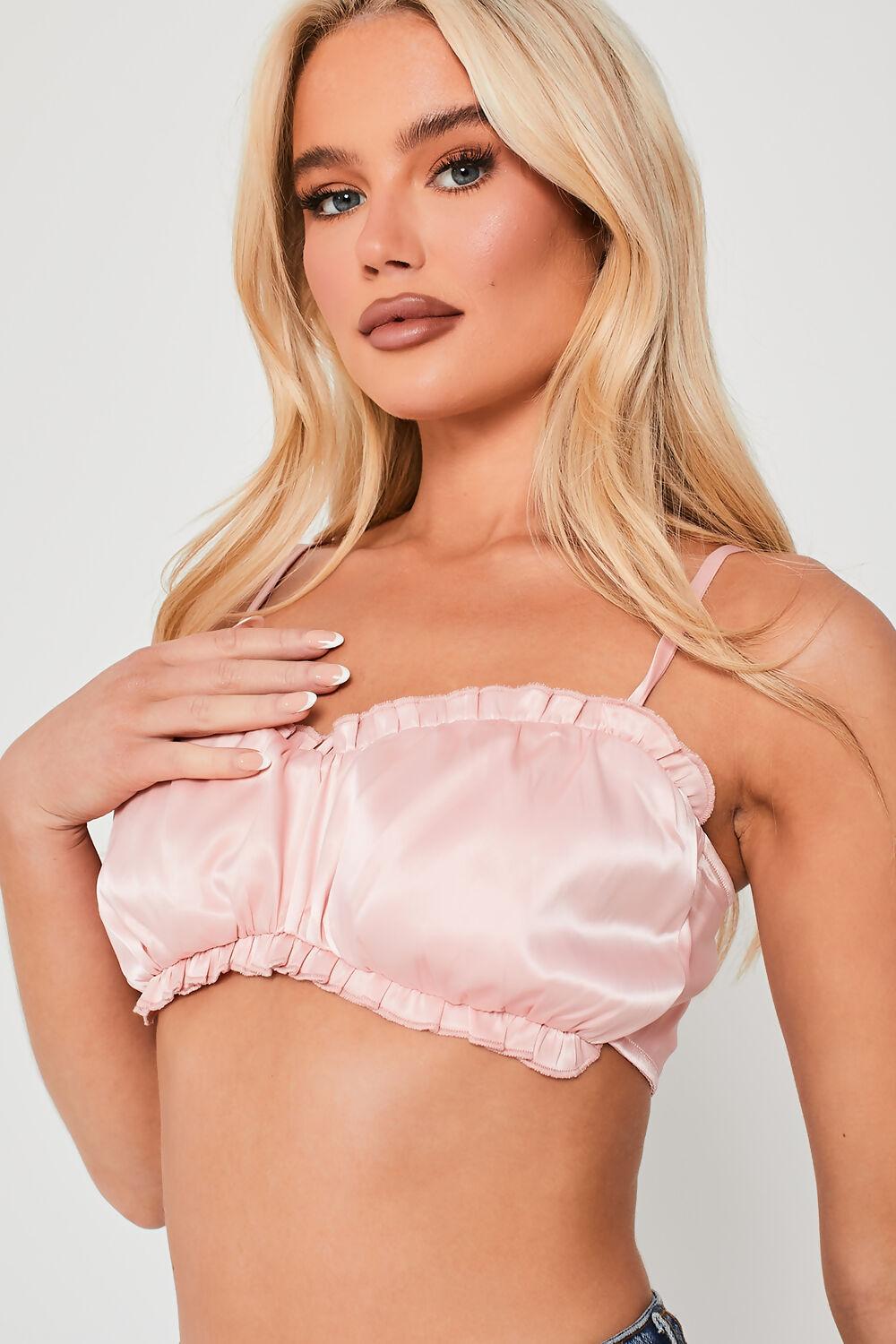 Saint Genies Ophelia Pink Frill Trim Crop Top