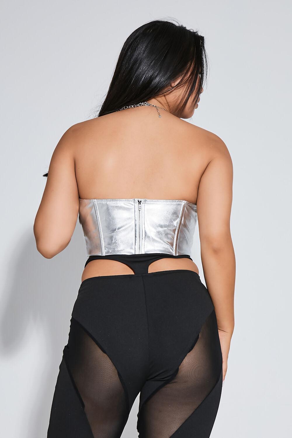 Saint Genies Riley Silver Strapless Corset Top