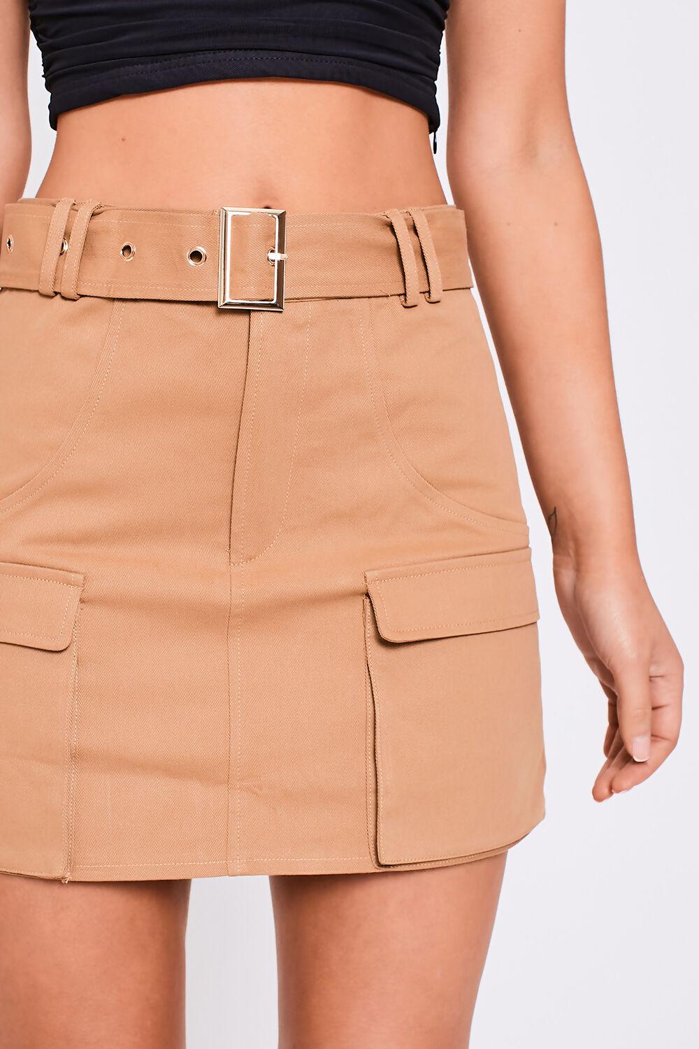 Saint Genies Sybil Khaki Micro Cargo Skirt
