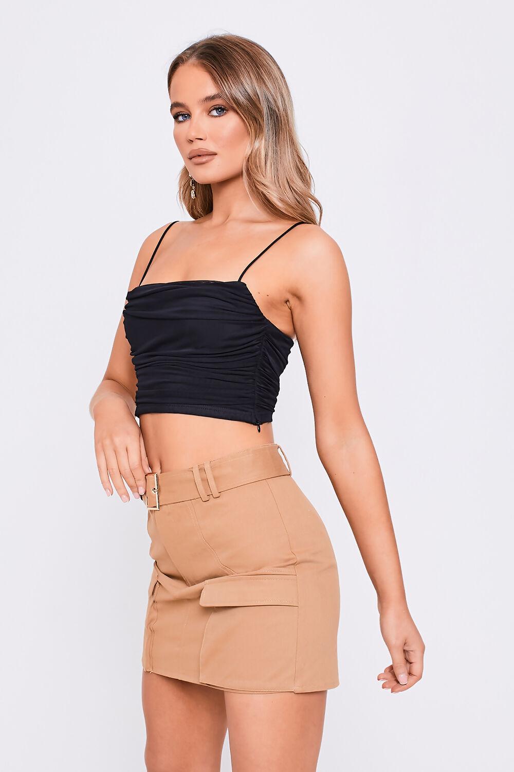 Saint Genies Sybil Khaki Micro Cargo Skirt