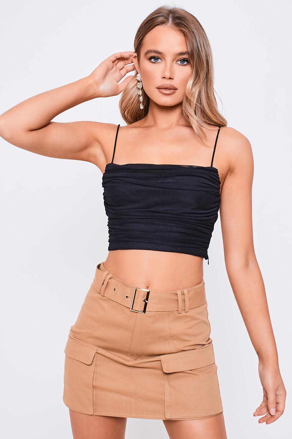 saint genies Sybil Khaki Micro Cargo Skirt