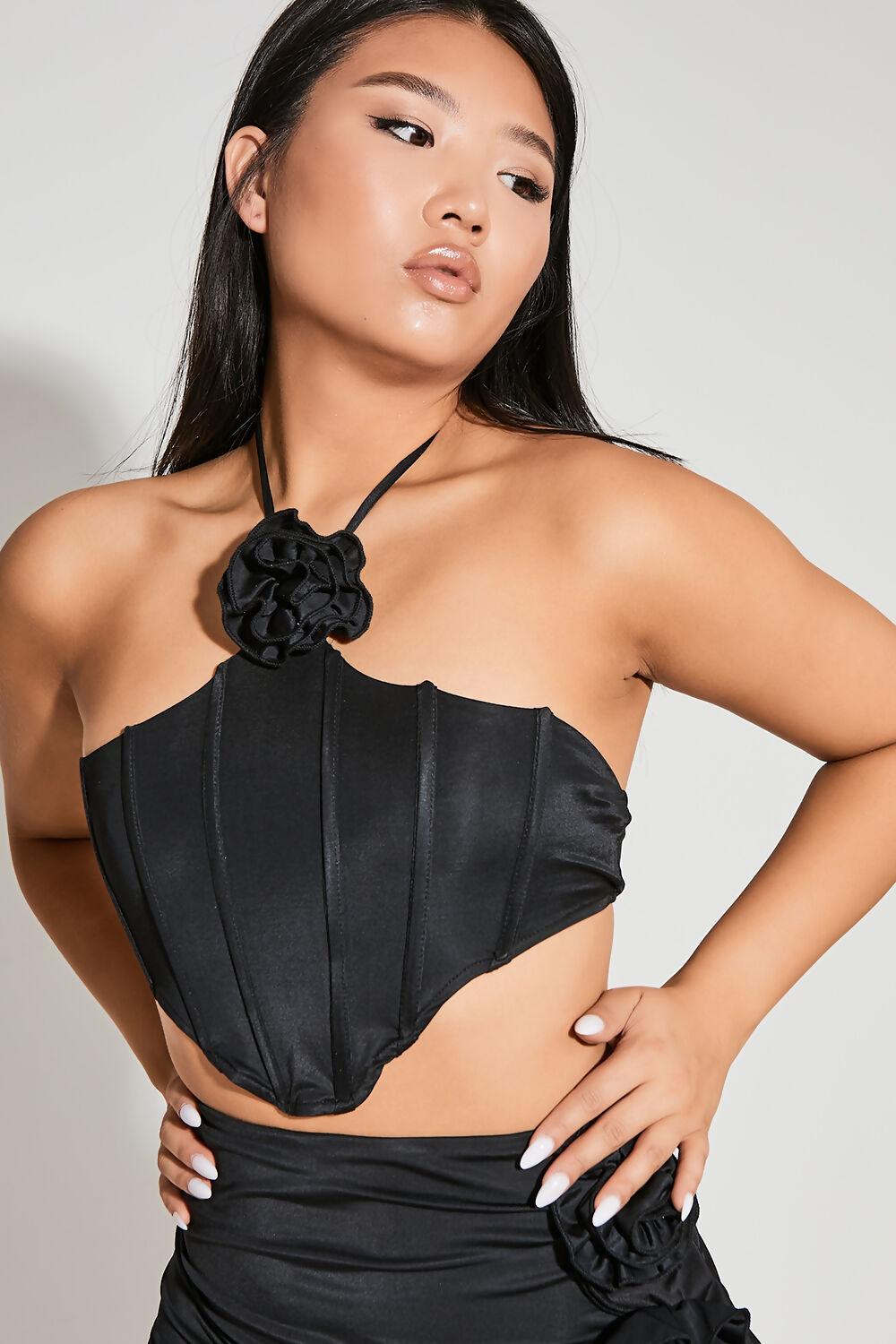 Saint Genies Zendaya Black Floral Ruffle Co-Ord