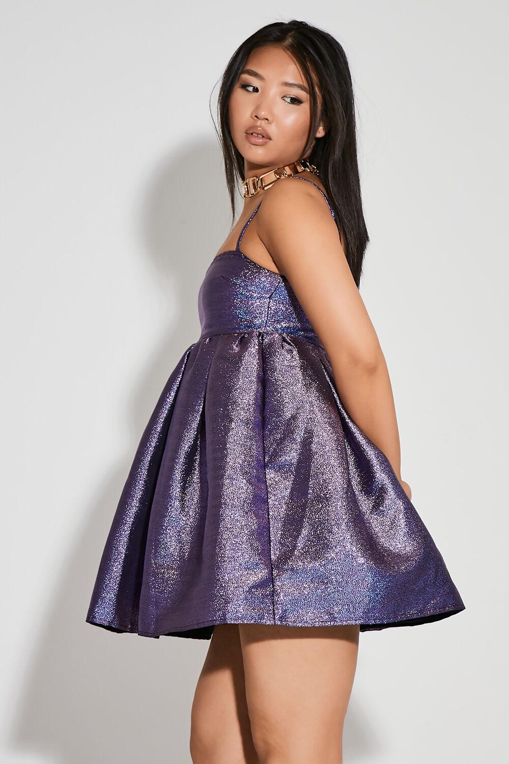 Saint Genies Tiffany Purple Babydoll Strappy Mini Dress