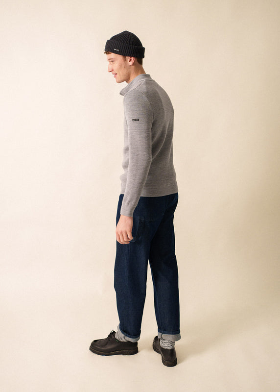 Saint James Bourboule Buttoned High Neck Jumper GRIS CLAIR