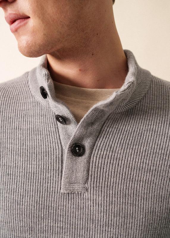 Saint James Bourboule Buttoned High Neck Jumper GRIS CLAIR