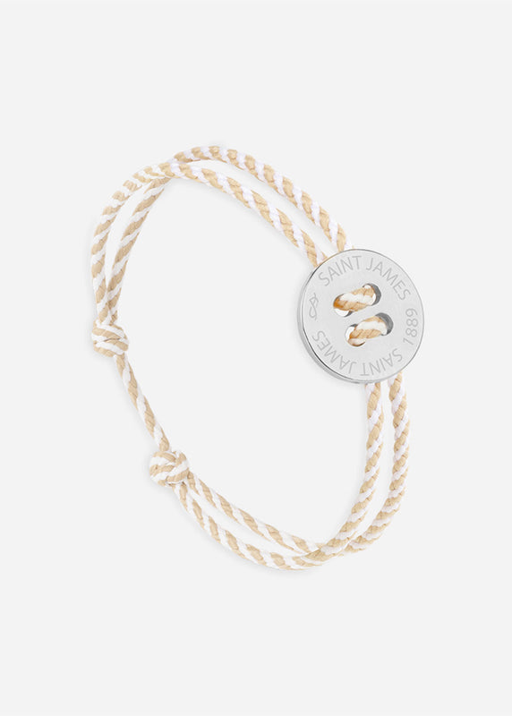 saint james Bracelet Bouton ARGENT/RAYE BLANC/BEIGE