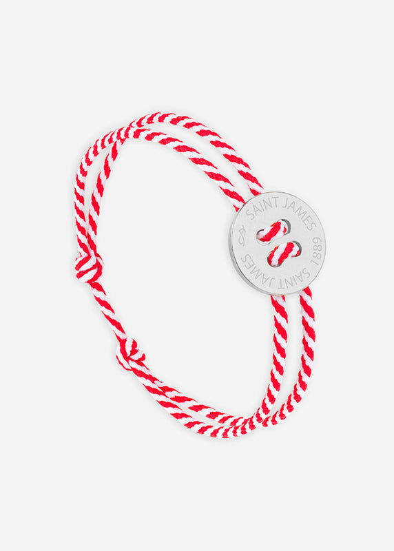 saint james Bracelet Bouton ARGENT/RAYE BLANC/ROUGE
