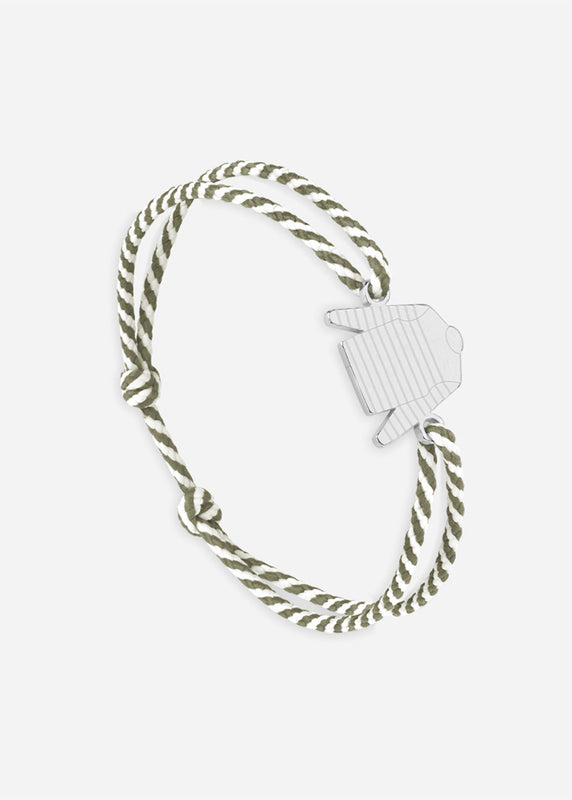 saint james Bracelet Marinière ARGENT/RAYE BLANC/KAKI
