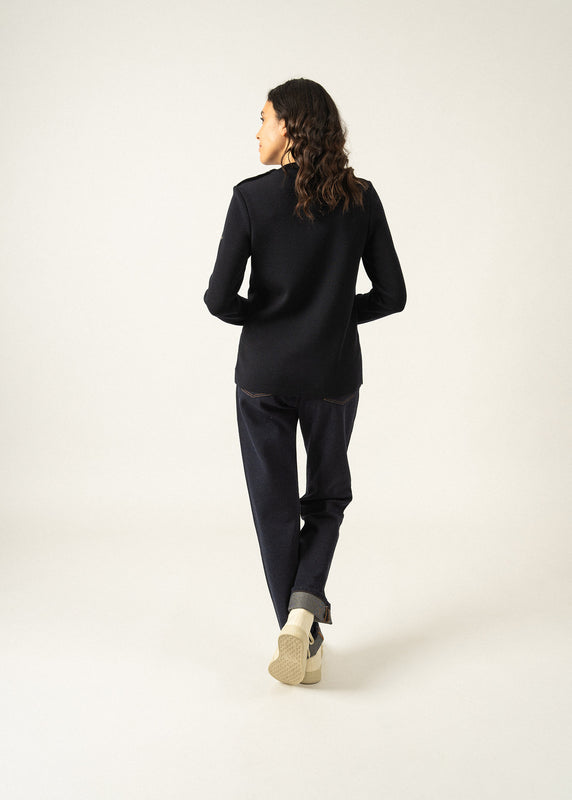Saint James Brégançon Eiffel Sailor Jumper With Lurex Detailing NAVY/BRONZE