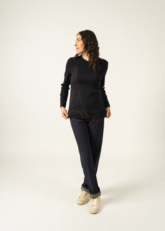Saint James Brégançon Eiffel Sailor Jumper With Lurex Detailing NAVY/BRONZE