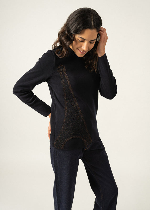 Saint James Brégançon Eiffel Sailor Jumper With Lurex Detailing NAVY/BRONZE
