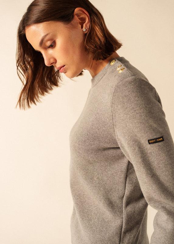 Saint James Brégançon Plain Sailor Jumper GRIS CHINE