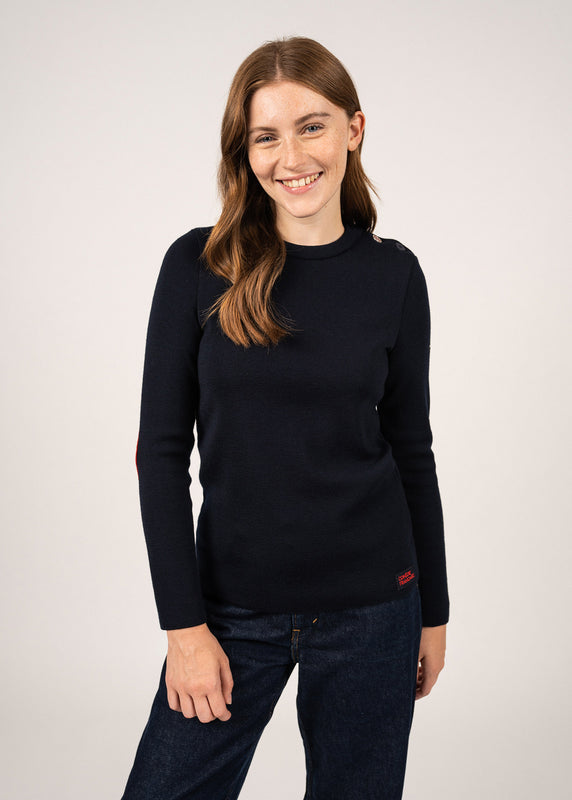 saint james Brégançon sailor jumper with elbow patches NAVY