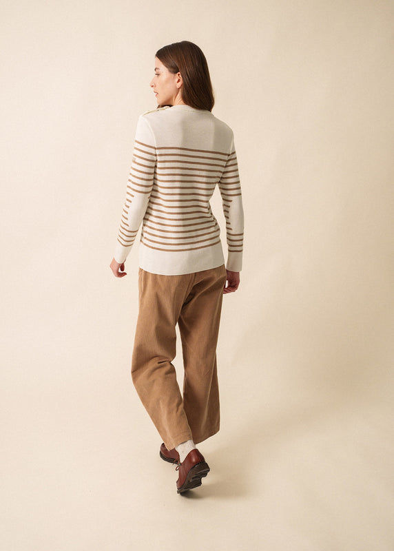 Saint James Bregançon Striped Sailor Jumper BLANC/BEIGE FONCE