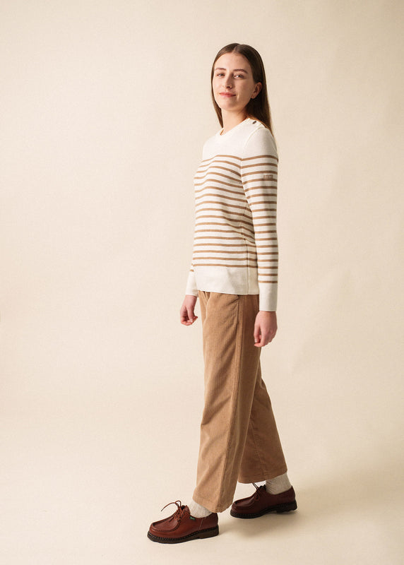 Saint James Bregançon Striped Sailor Jumper BLANC/BEIGE FONCE