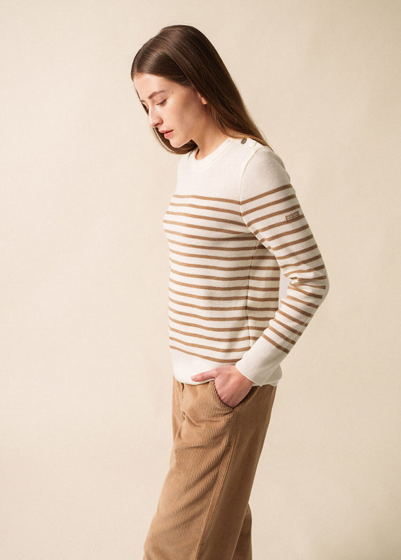 saint james Bregançon striped sailor jumper BLANC/BEIGE FONCE