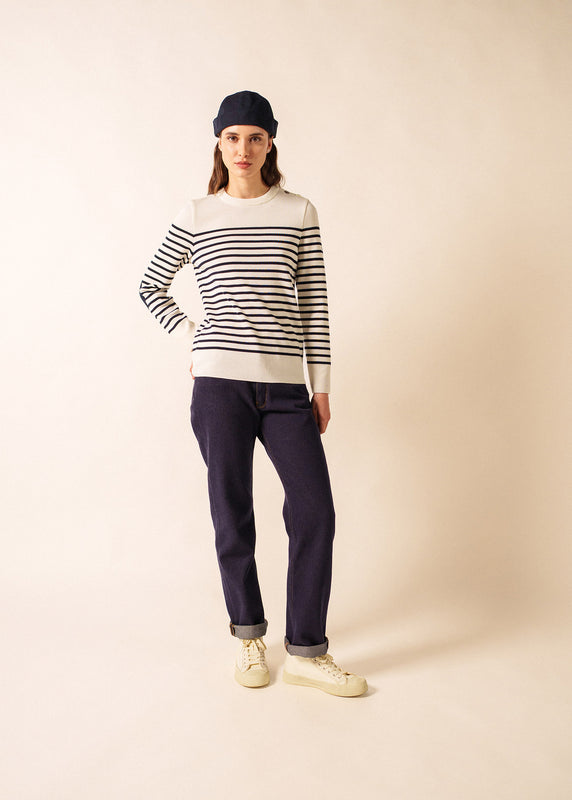 Saint James Brégançon Striped Sailor Jumper BLANC/NAVY/NAVY