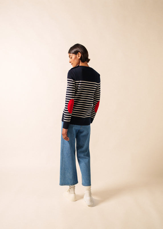 Saint James Brégançon Striped Sailor Jumper NAVY/BLANC/TULIPE