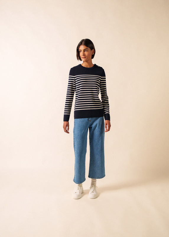 Saint James Brégançon Striped Sailor Jumper NAVY/BLANC/TULIPE