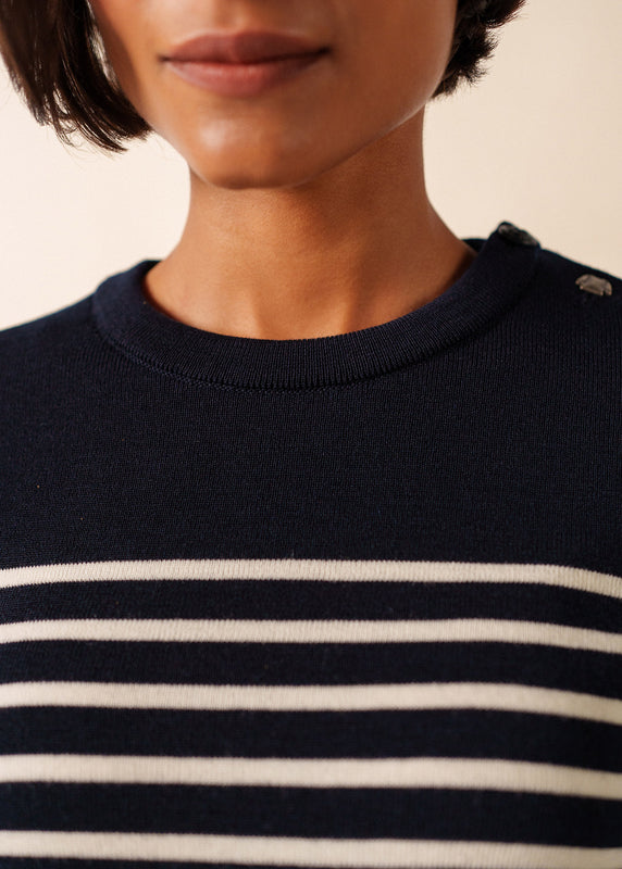 Saint James Brégançon Striped Sailor Jumper NAVY/BLANC/TULIPE