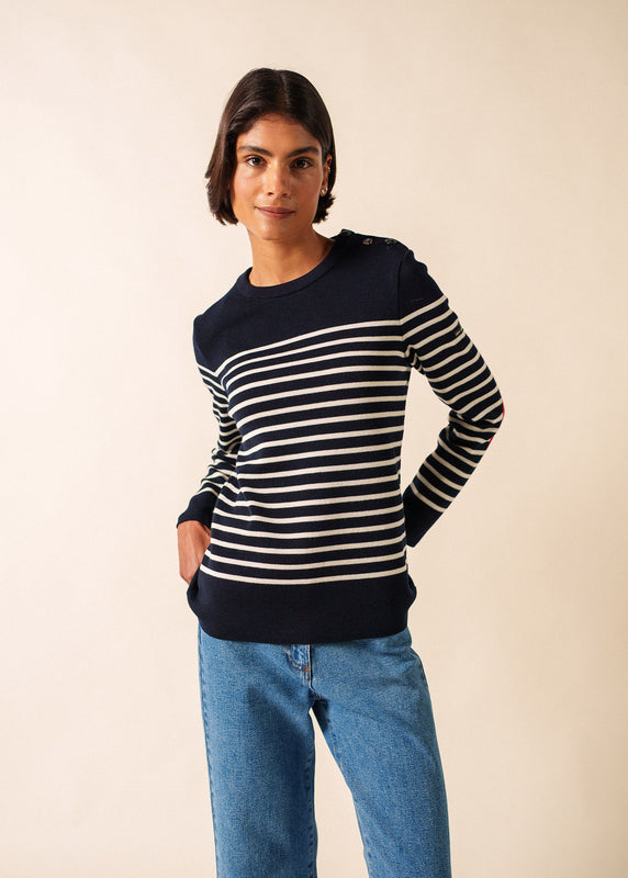 saint james Brégançon striped sailor jumper NAVY/BLANC/TULIPE