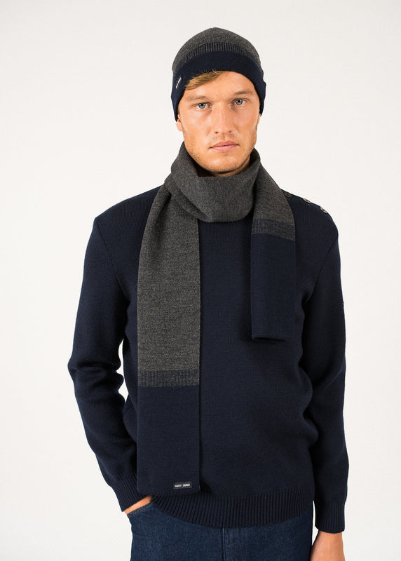 saint james Bretagne Two-tone Wool Scarf GRIS/MARINE