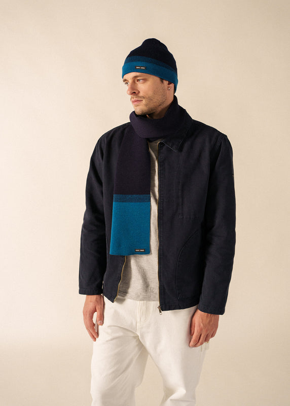 Saint James Bretagne Two-tone Wool Scarf MARINE/LAC