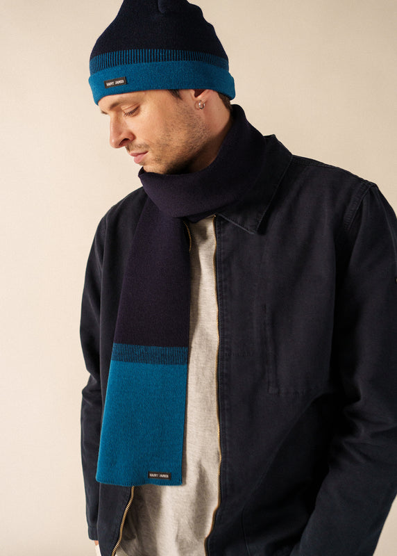 Saint James Bretagne Two-tone Wool Scarf MARINE/LAC