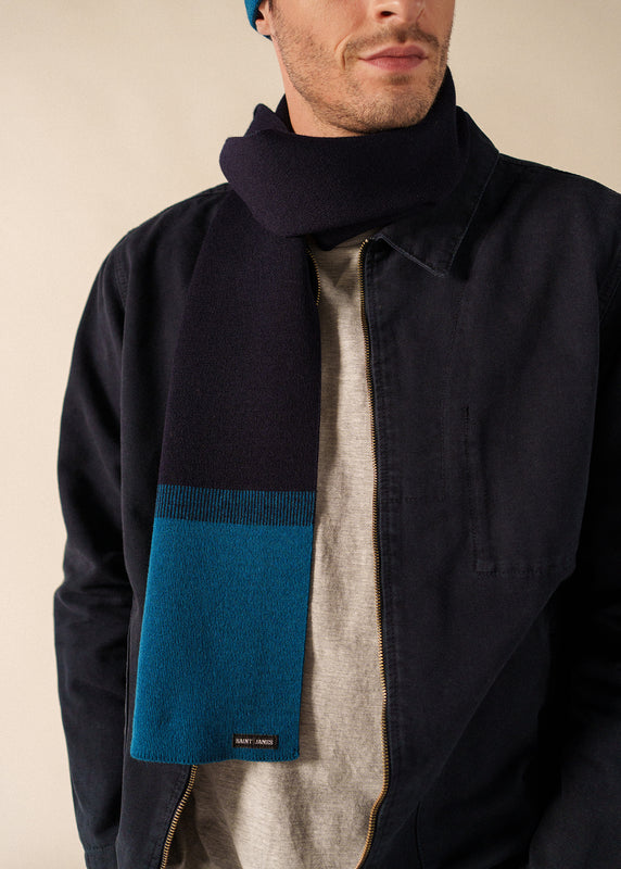 Saint James Bretagne Two-tone Wool Scarf MARINE/LAC