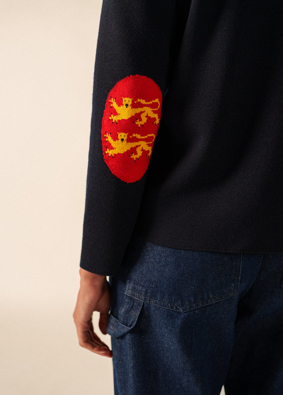 Saint James Brévands Cardigan Elbow Patches NAVY/NORMANDIE