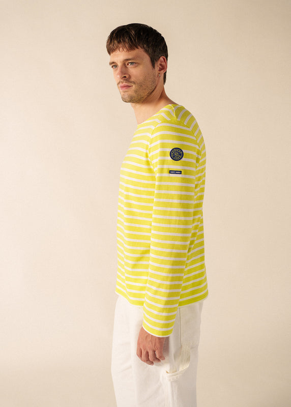 saint james Cappuccino Sailor Striped Shirt LIME/NEIGE