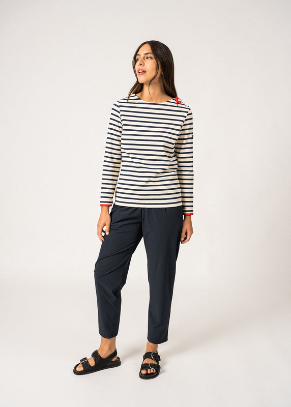 Saint James Cavalaire Sailor Striped Shirt – Carded Cotton ECRU/MARINE/TULIPE