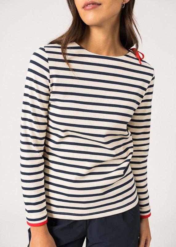 Saint James Cavalaire Sailor Striped Shirt – Carded Cotton ECRU/MARINE/TULIPE