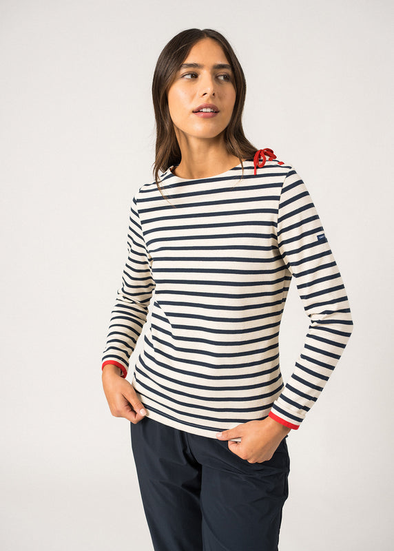 saint james Cavalaire Sailor Striped Shirt – carded cotton ECRU/MARINE/TULIPE