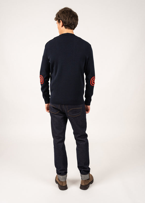Saint James Comfortable Sailor Jumper With Elbow Patches NAVY/MULTICO