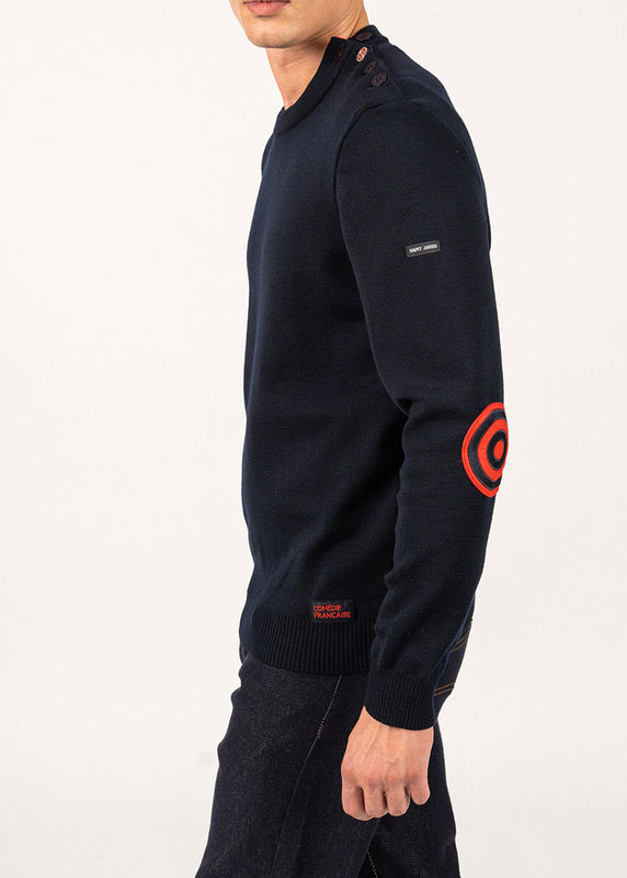 saint james Comfortable sailor jumper with elbow patches NAVY/MULTICO