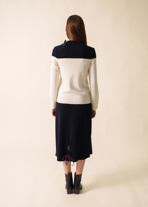 Saint James Cordage Bicolor Lace-Up Sailor Jumper BLANC/NAVY